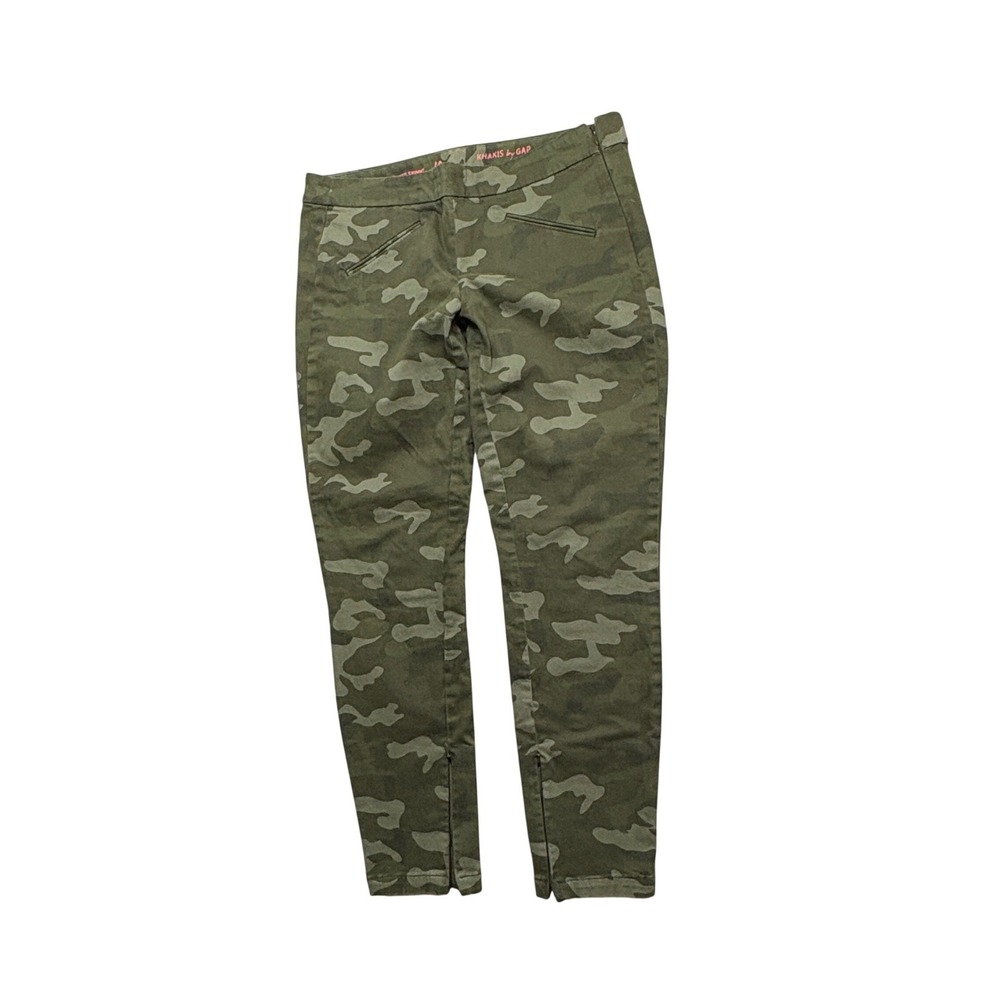 GAP Khakis Women 10 Green Camo Super Skinny Ankle Zip Camouflage Pants